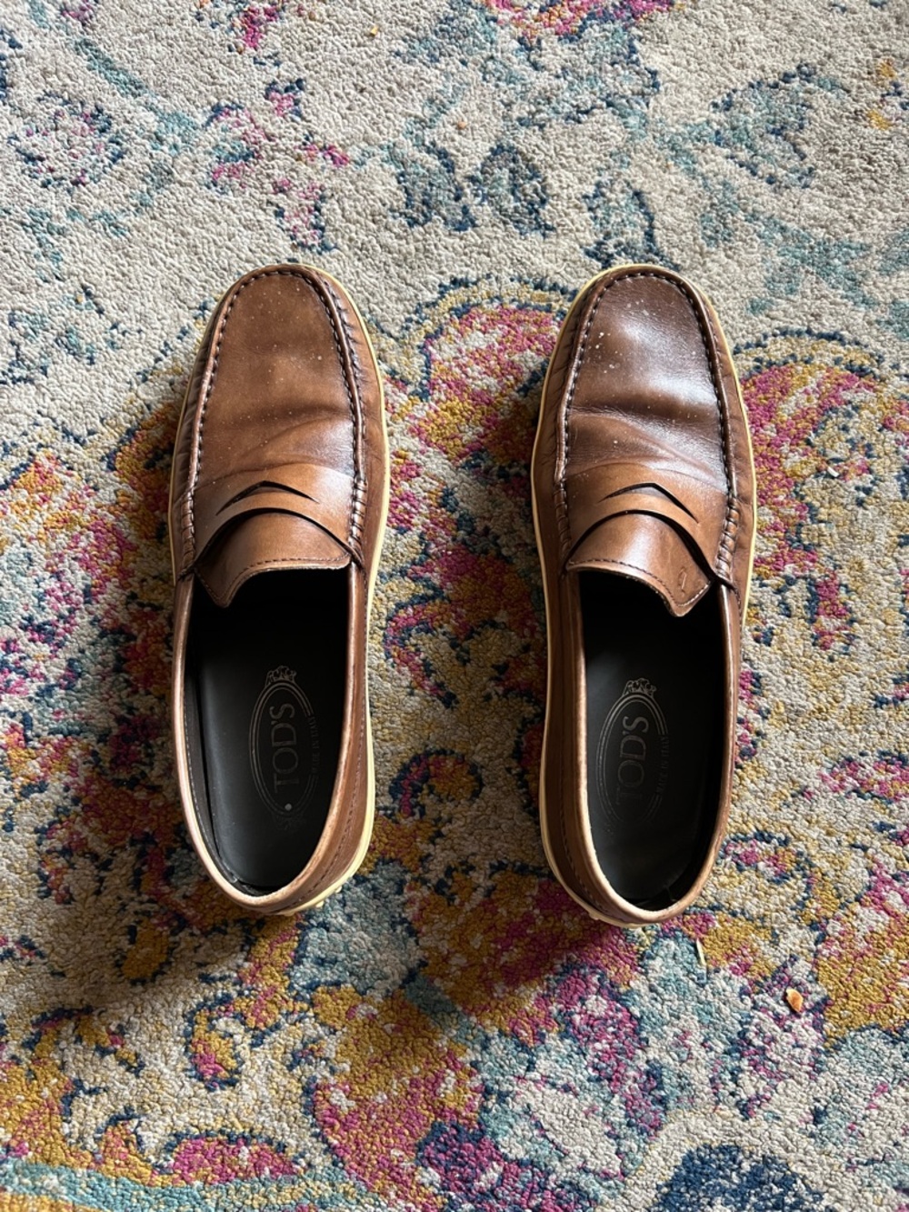 Tod's Cognac Leather Penny Loafers - Men's Slip-On